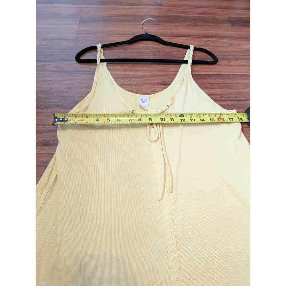 We The Free Ribbed Tie Front Tank Top Size Large Yellow Boho Flowy Coastal Chic - Picture 8 of 9